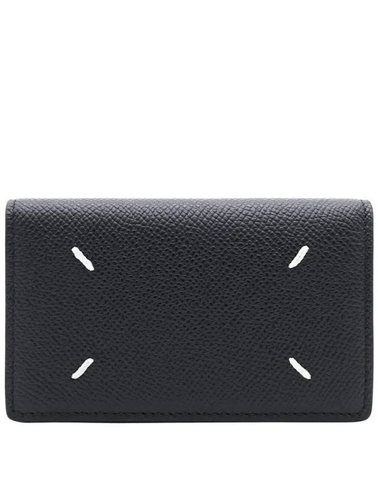 Stitched Leather Card Wallet Black - MAISON MARGIELA - BALAAN 2