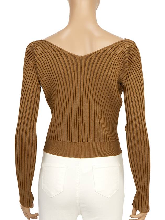 La Maille Pralu Longue Micro Charm Logo Cardigan Brown - JACQUEMUS - BALAAN 5