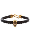 Men's Gold Skull Bracelet Black - ALEXANDER MCQUEEN - BALAAN.