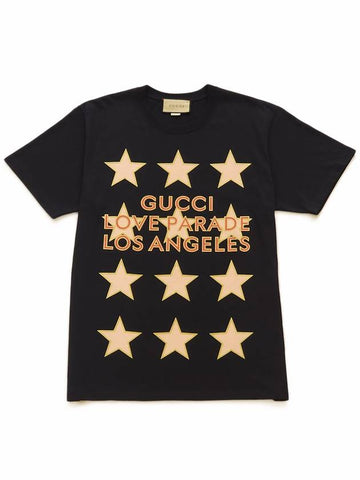 Unisex Star Print Short Sleeve T Shirt Black 615044XJE0I - GUCCI - BALAAN 1