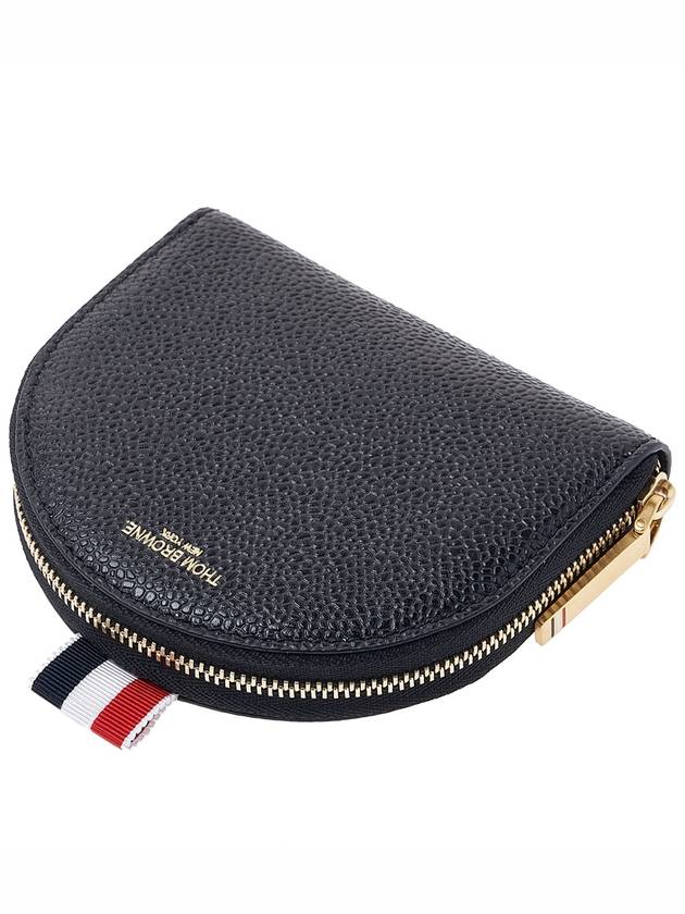 Pebble Grain Leather Coin Wallet Black - THOM BROWNE - BALAAN 5