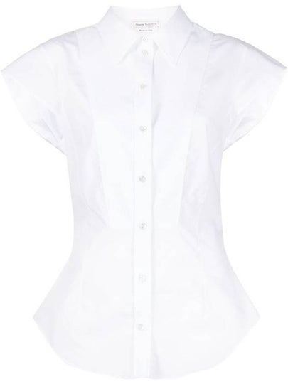 Women's Cotton Short Sleeve Shirt White - ALEXANDER MCQUEEN - BALAAN 2