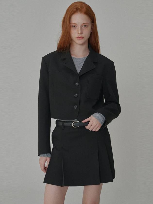 Set Classic Tailored Short Jacket Pleated Mini Skirt Black - OPENING SUNSHINE - BALAAN 2