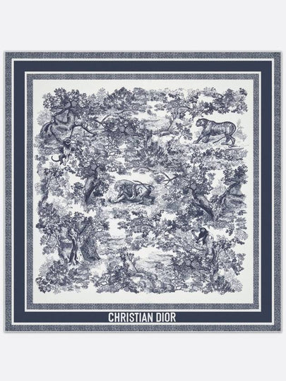 Toile de Jouy Sauvage 90 Square Scarf Ivory Navy - DIOR - BALAAN 2