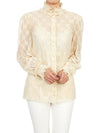 Women's GG Lace Rough Collar Long Sleeve Shirt Ivory - GUCCI - BALAAN.