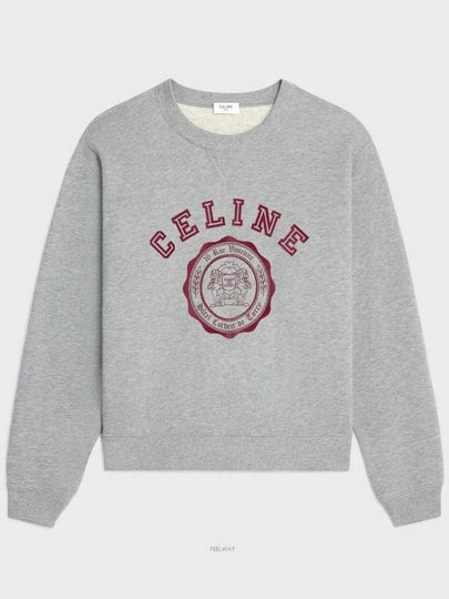 Gray Melange Burgundy Blason Loose Sweatshirt RY030670Q 09BA - CELINE - BALAAN 2