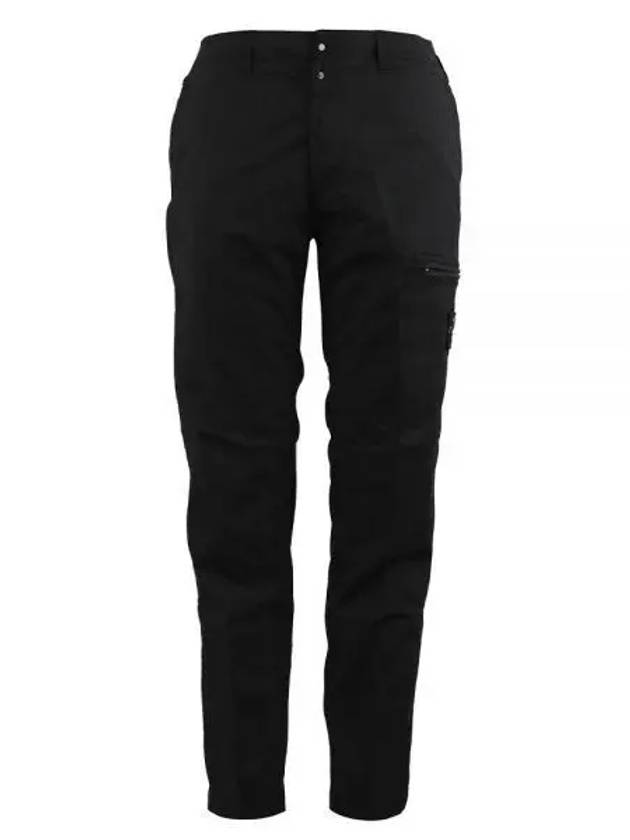 Cotton Canvas Straight Pants Black - STONE ISLAND - BALAAN 2