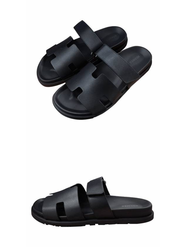 Chypre Leather Sandals Black - HERMES - BALAAN 5