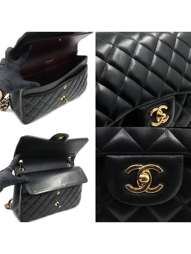 Women s Chanel A58600 Black Lambskin Gold Chain Classic Jumbo Two Flap Shoulder Bag 17th gt Gangbuk used luxury goods - CHANEL - BALAAN 7