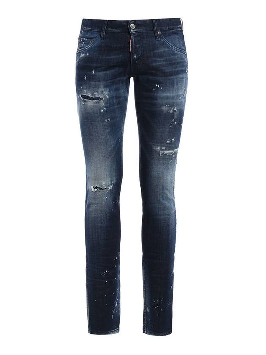 Men's Long Clement Spotted Jeans Blue - DSQUARED2 - BALAAN 1