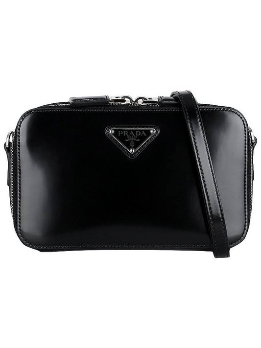 Brique Brushed Leather Messenger Bag Black - PRADA - BALAAN 2