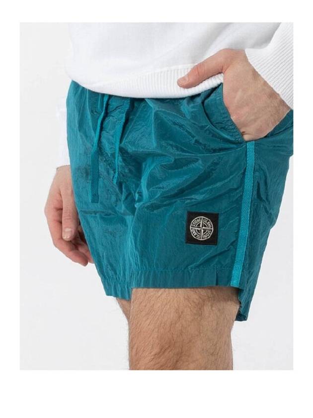 Men's Logo Patch Nylon Swim Shorts Blue - STONE ISLAND - BALAAN.