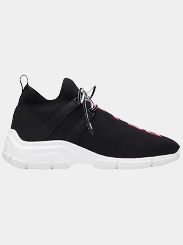 Logo Knit Low Top Sneakers Pink Black - PRADA - BALAAN 4