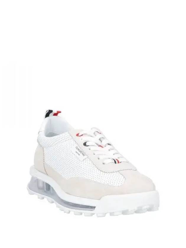 Vitello Calf Leather Clear Sole Tech Runner Sneakers White - THOM BROWNE - BALAAN 2