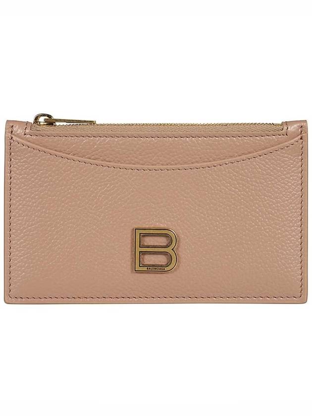 Hourglass Gold B Logo Zipper Long Card Wallet Beige - BALENCIAGA - BALAAN 2