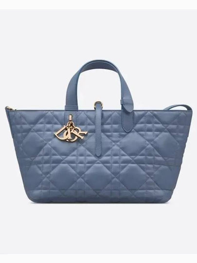 Toujours Macrocannage Calfskin Medium Tote Bag Denim Blue - DIOR - BALAAN 2