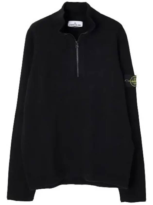 Wappen Patch Lambswool Half-Zip Knit Top Black - STONE ISLAND - BALAAN 2