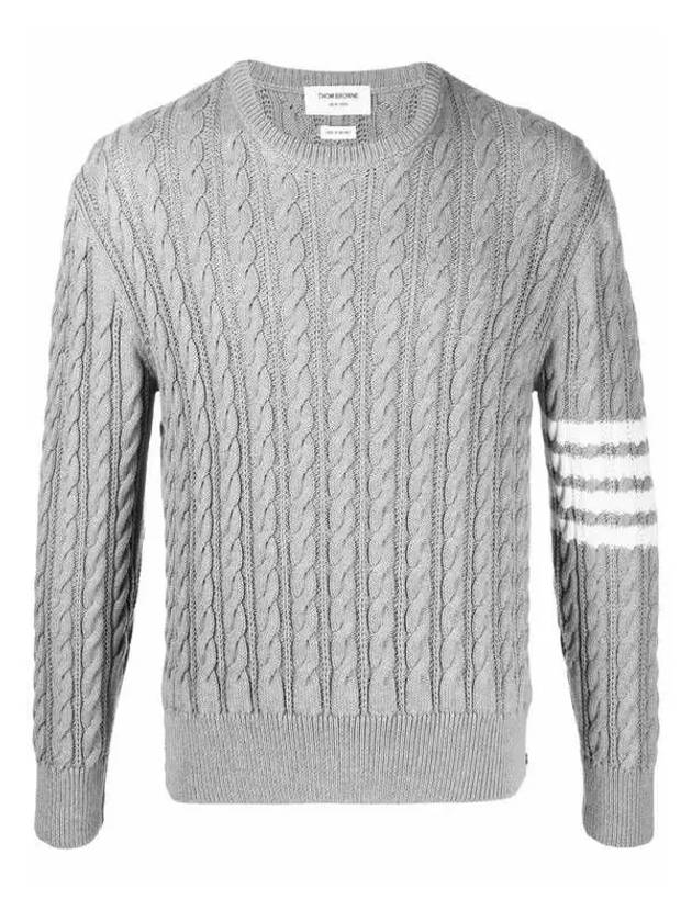 Diagonal Armband Cable Knit Top Grey - THOM BROWNE - BALAAN 2