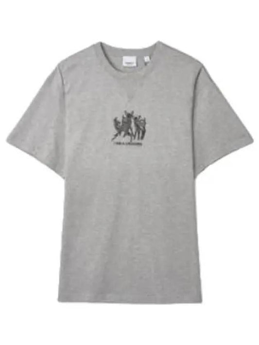 Deer Embroidered Short Sleeve T Shirt Gray Tee - BURBERRY - BALAAN 1