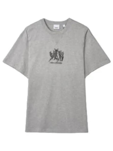 Deer Embroidered Short Sleeve T Shirt Gray - BURBERRY - BALAAN 1