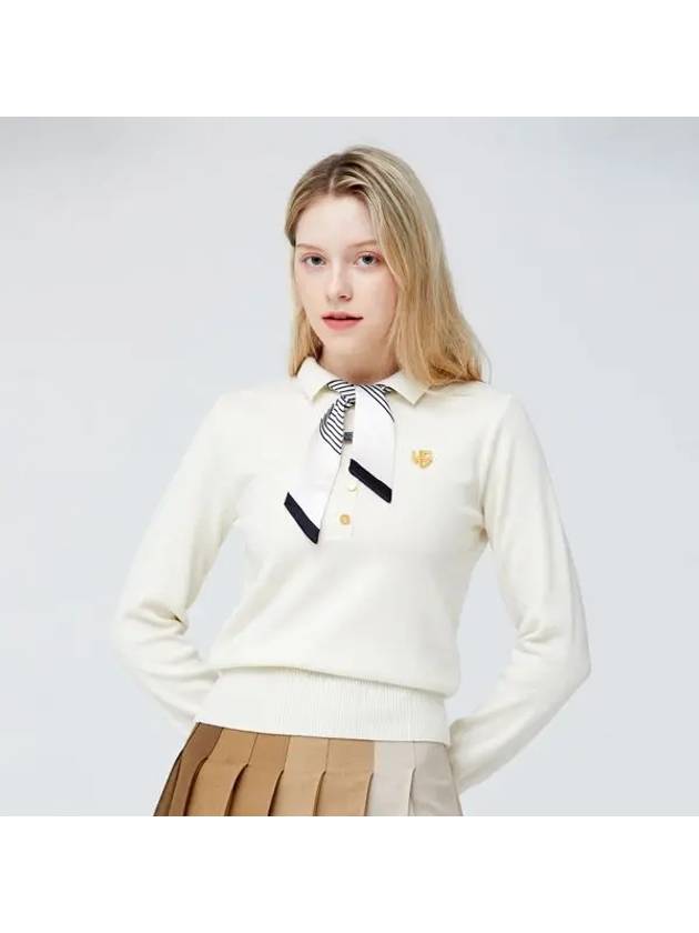 Golf Solid Collar Knit Sweater Ivory - HENRY STUART - BALAAN 1