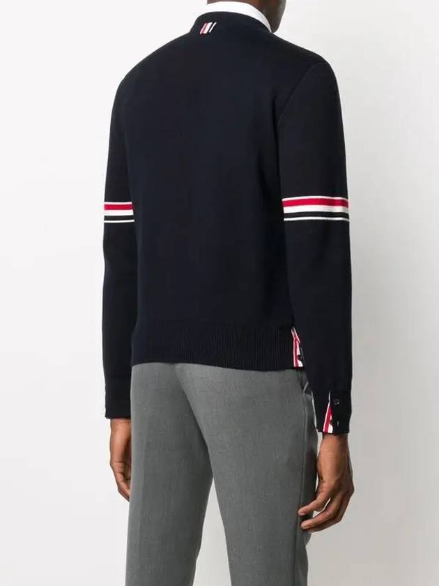 Men's Milan Stitch Armband Crew Neck Knit Top Navy - THOM BROWNE - BALAAN 5