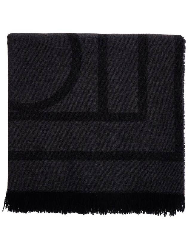 Monogram Wool Cashmere Scarf Black - TOTEME - BALAAN 2