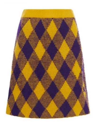 Argyle Check Pattern Knit A-Line Skirt Yellow - BURBERRY - BALAAN 2