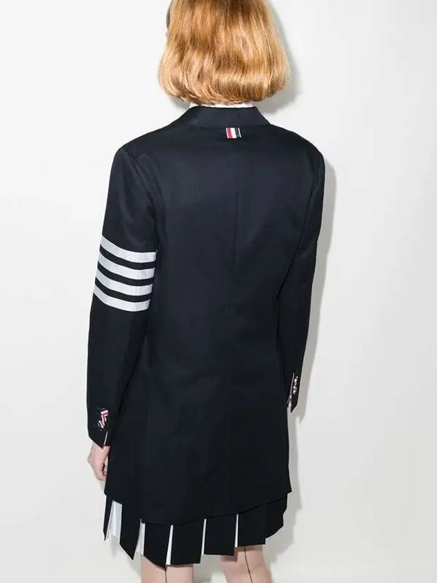 Women's RWB 4 Bar Cotton Button Jacket Navy - THOM BROWNE - BALAAN 3