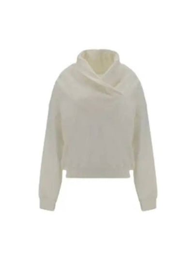 V-Neck Drop Shoulder Sweatshirt White - SAINT LAURENT - BALAAN 2