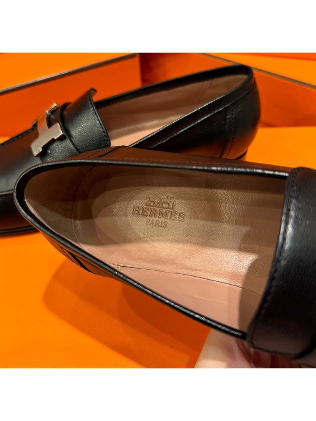 Paris Loafers Goatskin Palladium Noir - HERMES - BALAAN 7