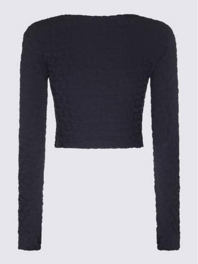 Women's Jacquard Crop Long Sleeve T-Shirt Navy - SUNNEI - BALAAN 2