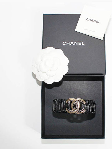 CC logo leather hair scrunchie bracelet gold AB7848 - CHANEL - BALAAN 1