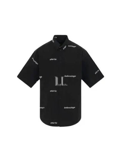 All-Over Logo Short Sleeve Shirt Black - BALENCIAGA - BALAAN 2