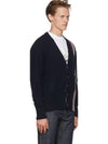 Men's Three Stripes Detail Mohair Cardigan Navy - THOM BROWNE - BALAAN 3