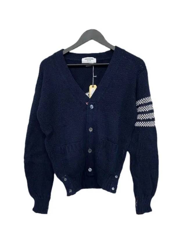 Men's Dolphin Diagonal Cotton Cardigan Navy - THOM BROWNE - BALAAN 3