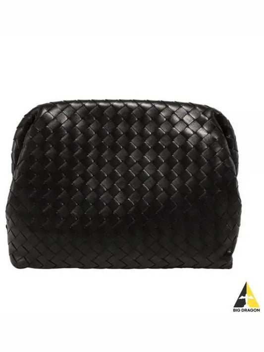 Intrecciato Leather Pouch Bag Black - BOTTEGA VENETA - BALAAN 2