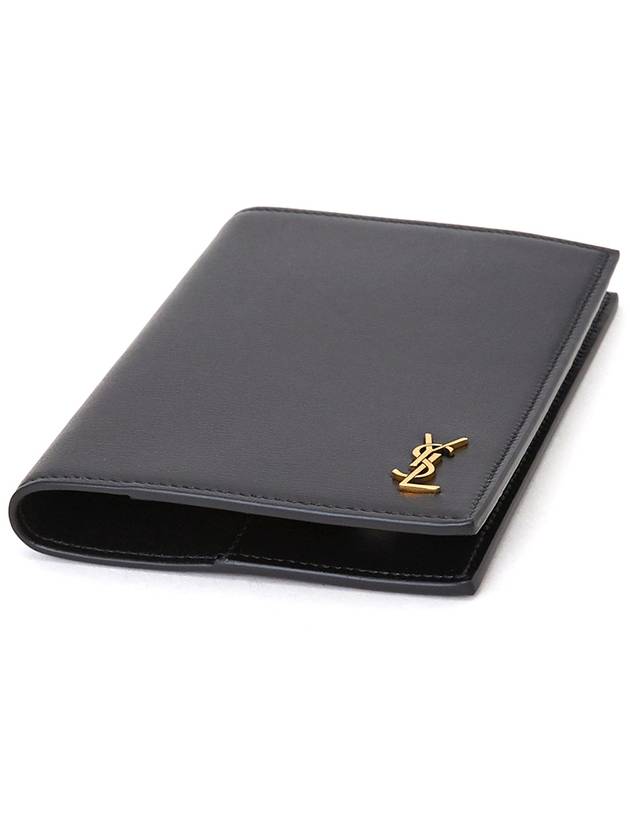 Monogram Logo Card Passport Wallet Black - SAINT LAURENT - BALAAN 4