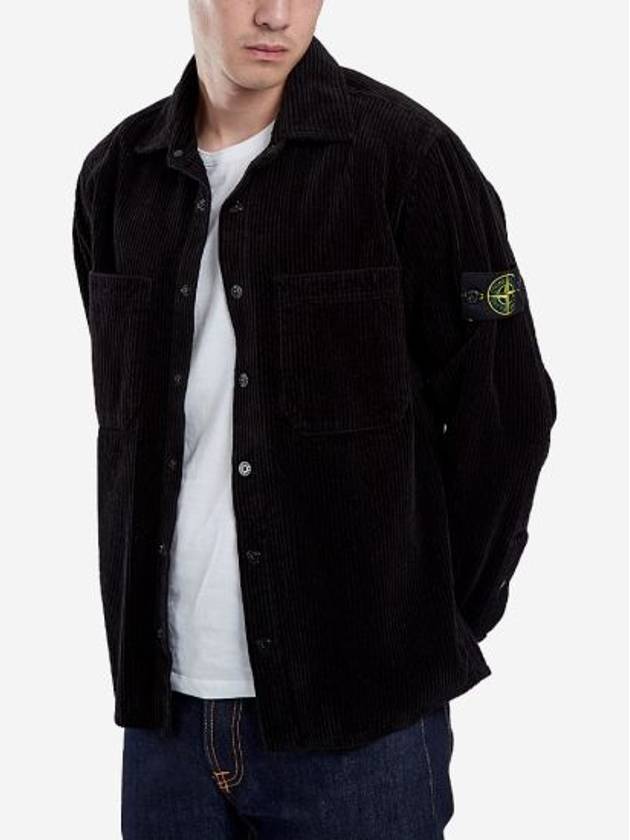 Cotton Corduroy 400 TC Over Long Sleeve Shirt  Black - STONE ISLAND - BALAAN 3