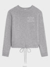 Triomphe Patch Crew Neck Wool Cashmere Knit Top Grey - CELINE - BALAAN 2