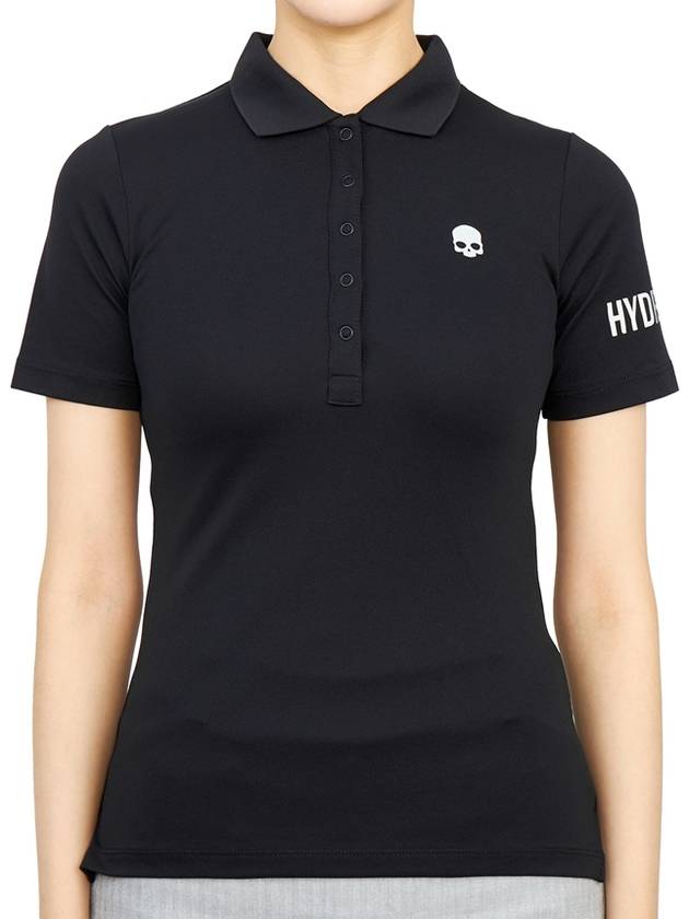 Women's Golf Picket Logo Short Sleeve PK Shirt Black - HYDROGEN - BALAAN 1