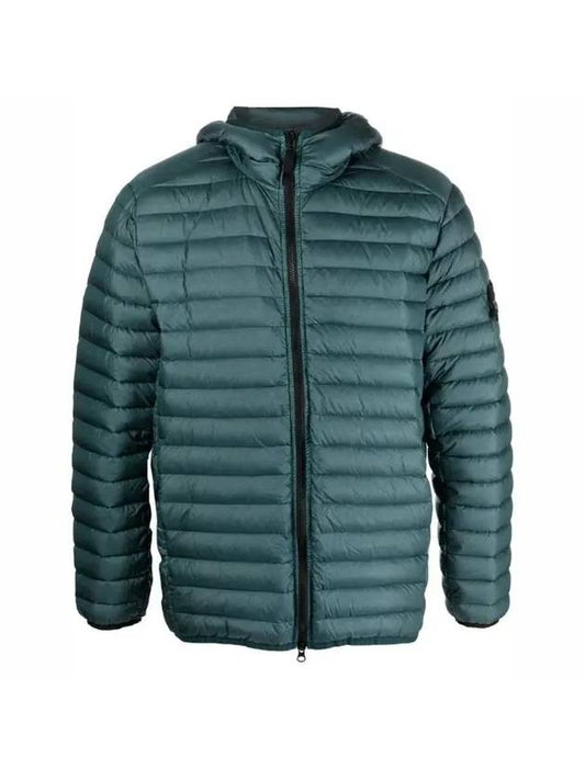 Room Woven Chamber Recycled Nylon Down Padding Hooded Jacket Green - STONE ISLAND - BALAAN 1