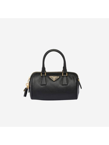 Saffiano Leather Top Handle Shoulder Bag Black - PRADA - BALAAN 1