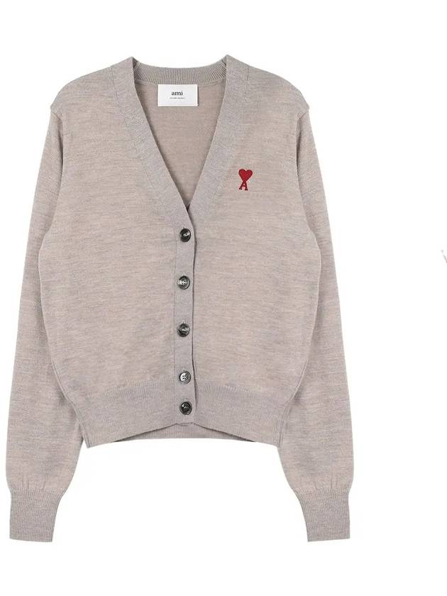 Heart Logo Wool Cardigan Brown - AMI - BALAAN 7