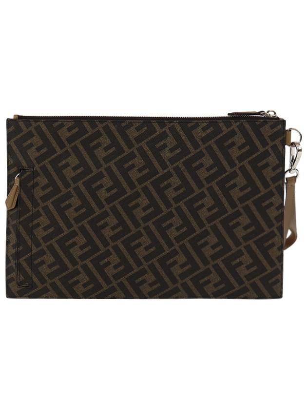 Men's Diagonal Flat Pouch Clutch Bag Brown - FENDI - BALAAN 3