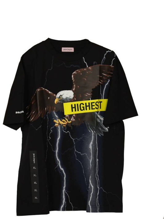 Men's Storm Print Short Sleeve T-Shirt Black - PALM ANGELS - BALAAN 1