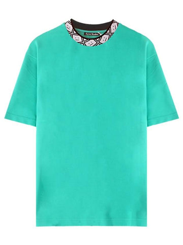 Acne CL0072 ABA Neck Face Round Short Sleeve T-shirt Jade Green Men's T-shirt TJ - ACNE STUDIOS - BALAAN 1