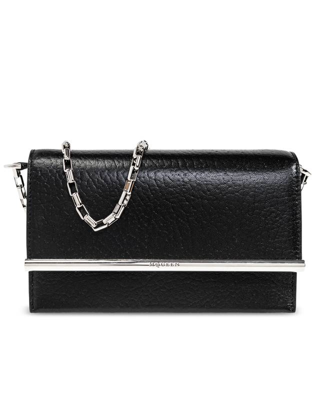 Alexander McQueen Leather Clutch T-Bar Mini, Women's, Black - ALEXANDER MCQUEEN - BALAAN 1