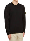 Regular Fit Crew Neck Wool Knit Top Black - STONE ISLAND - BALAAN 4