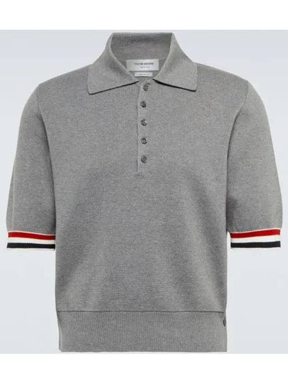 RWB Trimming Milano Stitch Short Sleeve Polo Shirt Grey - THOM BROWNE - BALAAN 2